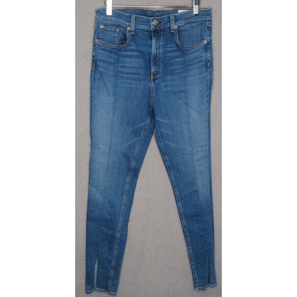 Rag & Bone Jeans 32 Yuki High Waist Skinny Medium Wash Slit Hem High Rise $225 - Picture 1 of 12